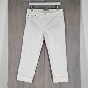 Liverpool The Crop Jeans Women 10/30 White Cuffed Stretch Denim